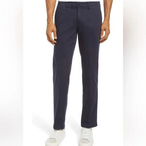 Brax Perma Blue Natural Kapok Evans Flat Front Chino Pant Navy - NEW - 40/34
